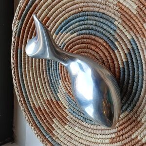 Vintage MC Hoselton Aluminum Whale Sculpture Sign and numbered Numbered 991